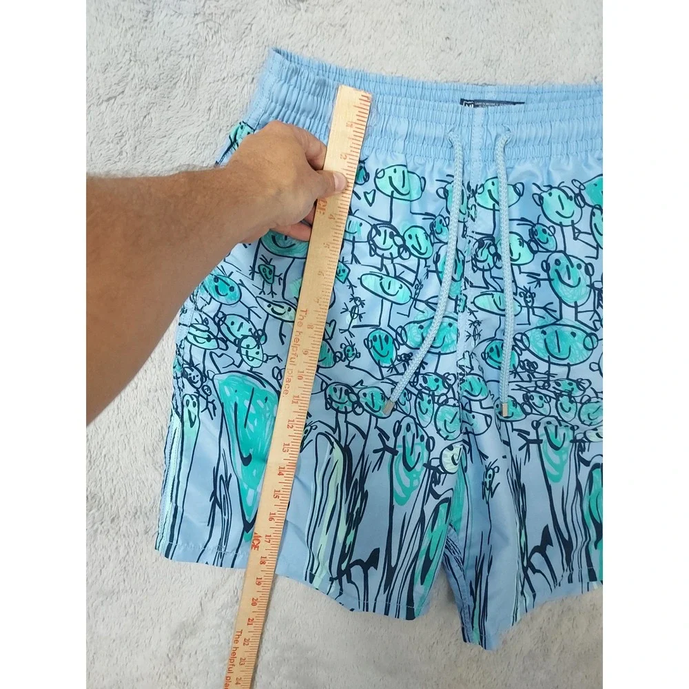 Vilebrequin Board Shorts Mens Large Smiley Face Print Graphic Lined Drawstring L